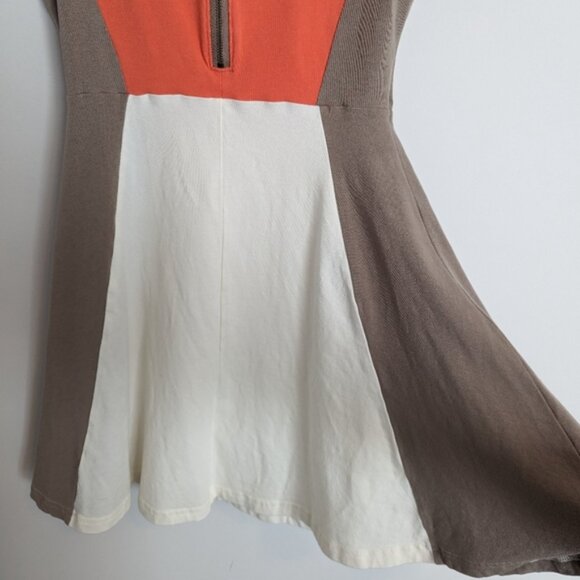 Express flare mini dress orange white tan color block size XS - Picture 8 of 9